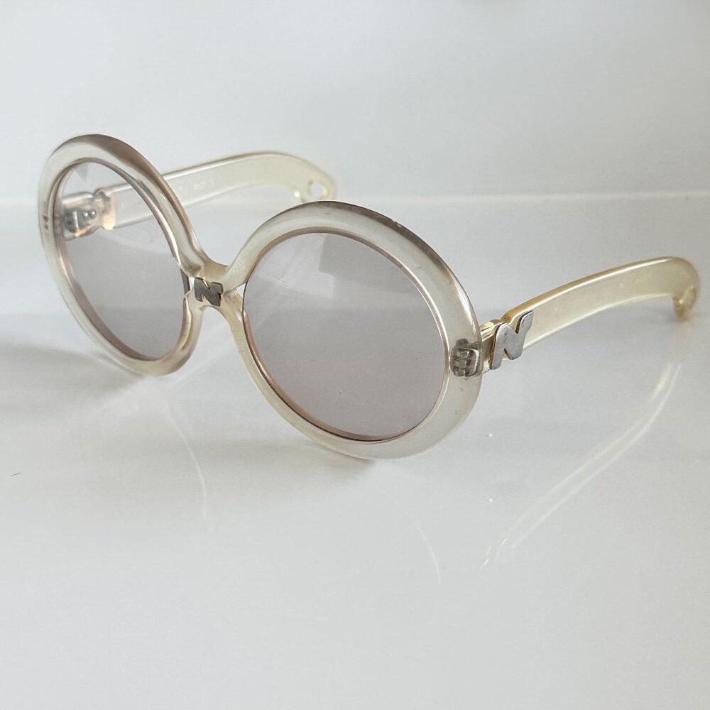 *RARE* 1970s Nina Ricci Lucite Sunglasses NR-46 NT Oversized Round Frames